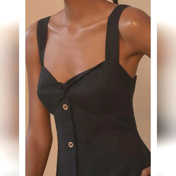 Anthropologie Maeve Twist Front Black Mini Dress Size Small Petite - Picture 15 of 16